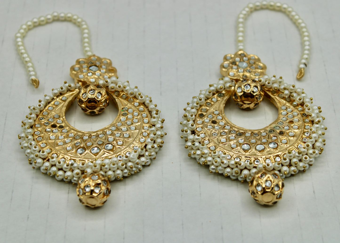 Hand-Made Thappa Kundan Chaand Baali - E7028