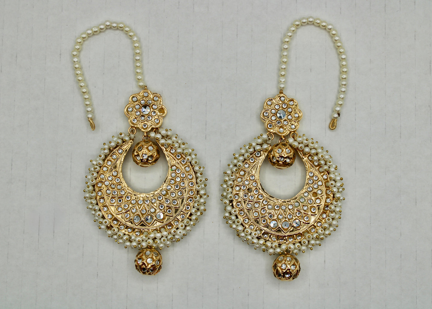 Hand-Made Thappa Kundan Chaand Baali - E7028