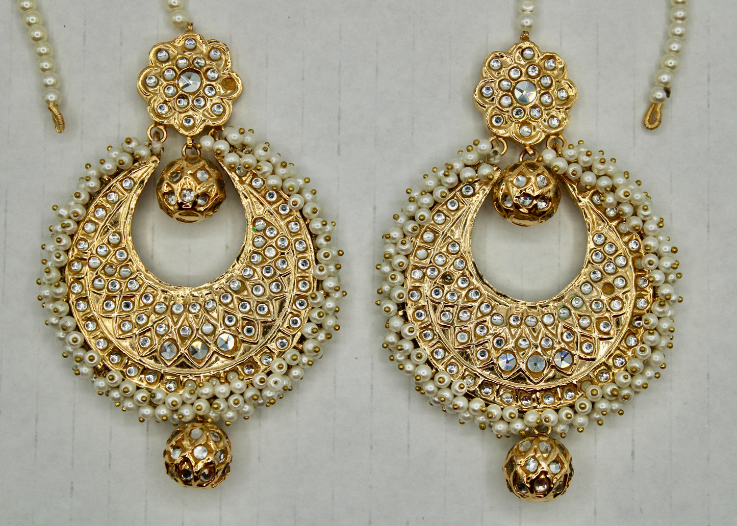 Hand-Made Thappa Kundan Chaand Baali - E7028