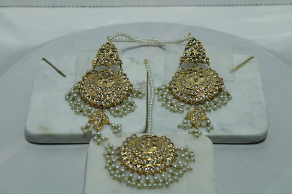 Gold-Plated Thappa-Kundan Teeka Set - E1335