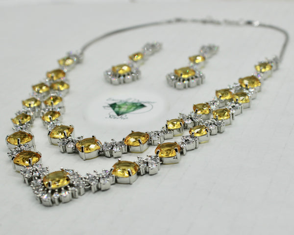 Layered Cubic Zirconia Necklace Set - E805