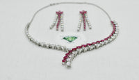 Two-Toned Cubic Zirconia Necklace Set - E808