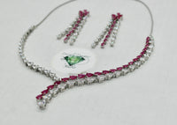 Two-Toned Cubic Zirconia Necklace Set - E808