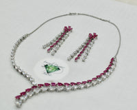 Two-Toned Cubic Zirconia Necklace Set - E808