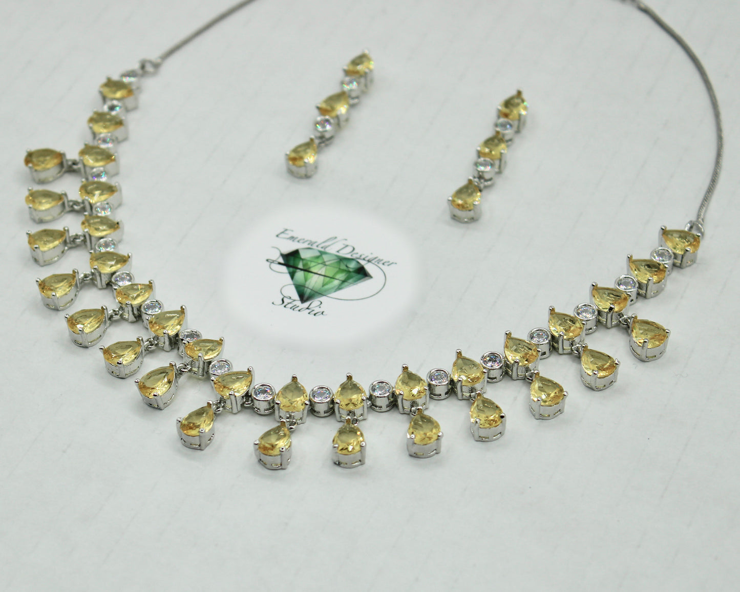 Pear-Cut Cubic Zirconia Necklace Set - E861