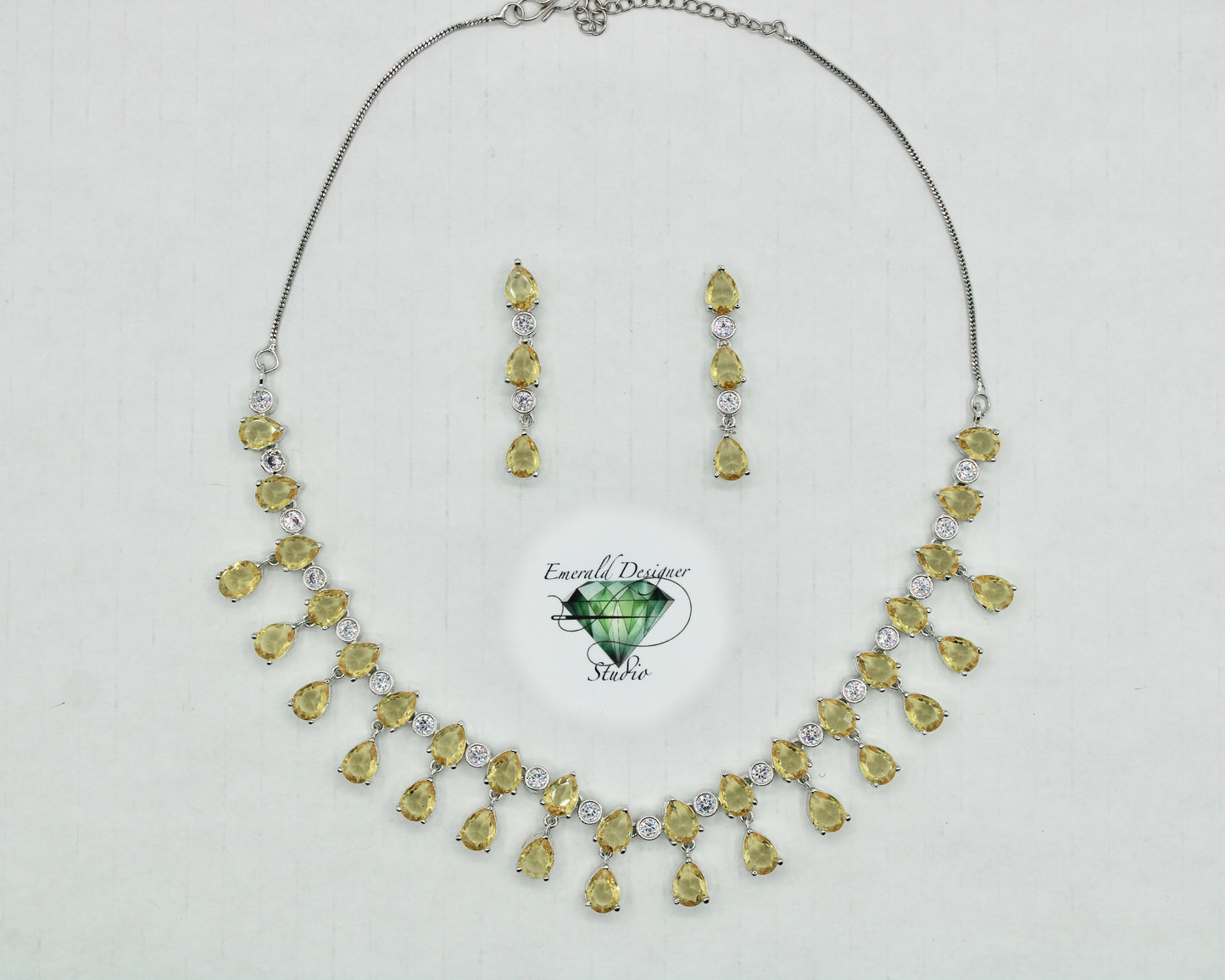 Pear-Cut Cubic Zirconia Necklace Set - E861