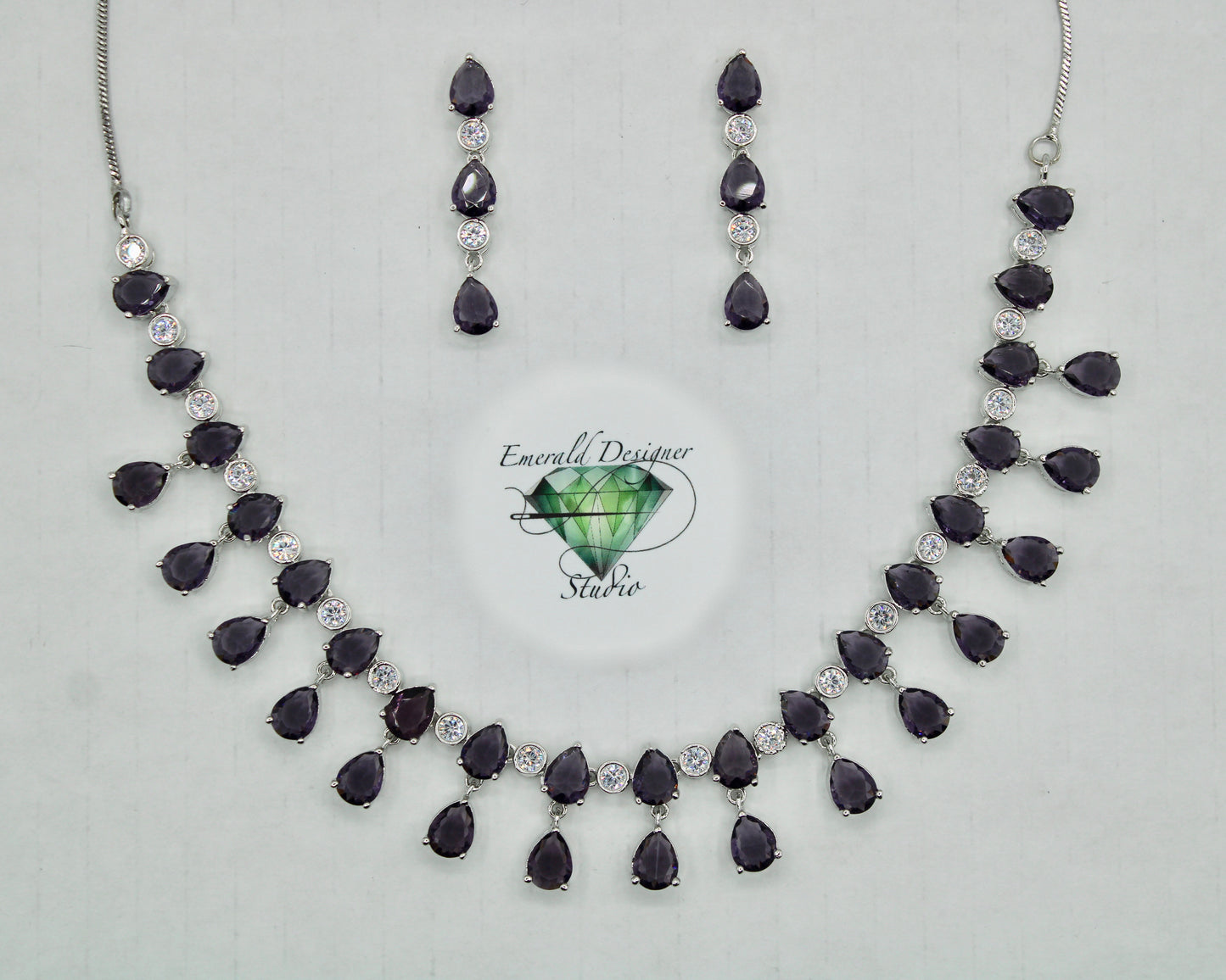 Pear-Cut Cubic Zirconia Necklace Set - E861