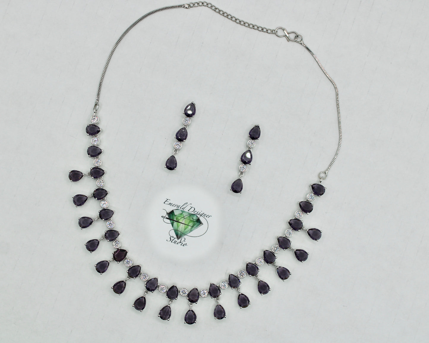 Pear-Cut Cubic Zirconia Necklace Set - E861