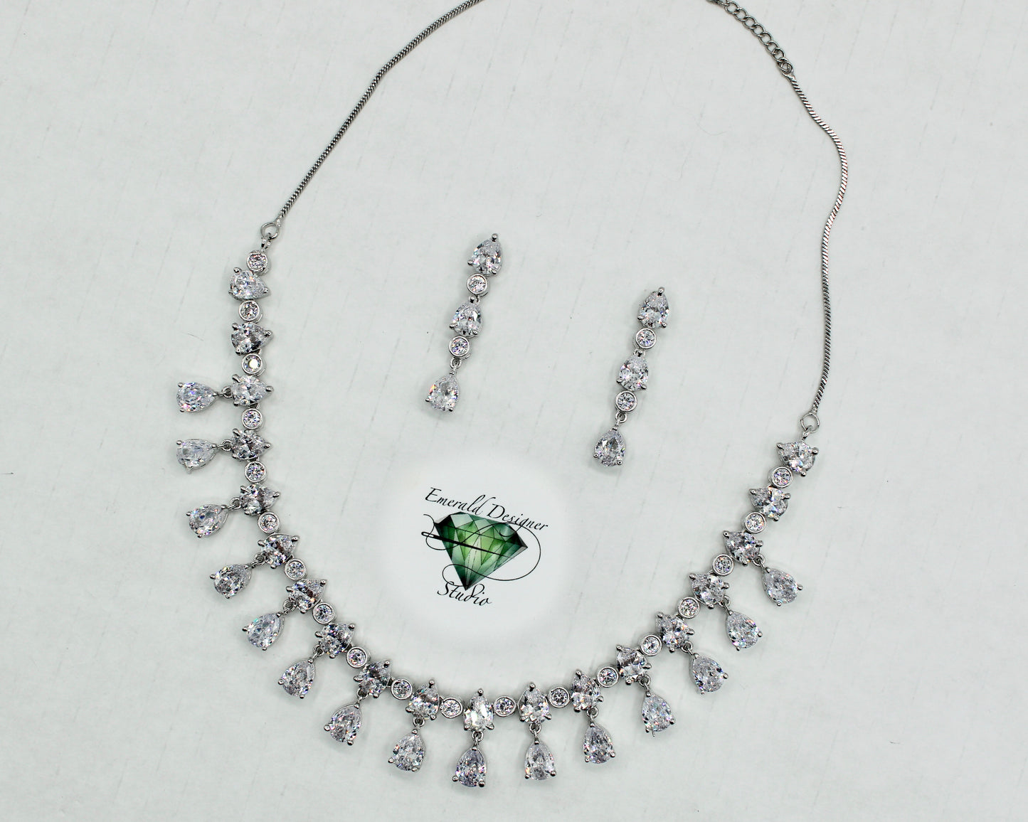Pear-Cut Cubic Zirconia Necklace Set - E861