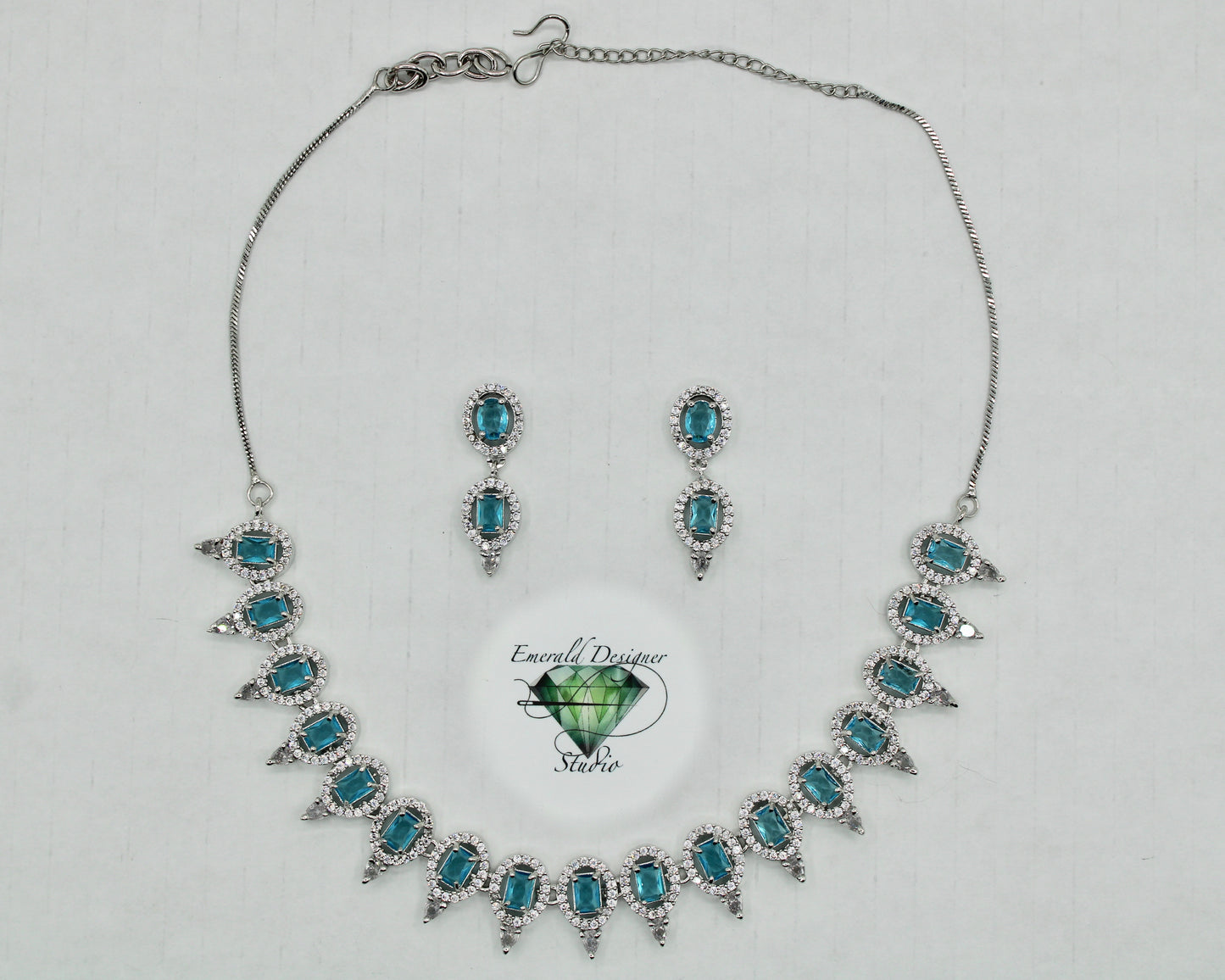 Oval-Cut Cubic Zirconia Necklace Set - E848