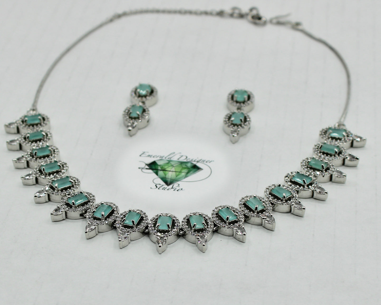 Oval-Cut Cubic Zirconia Necklace Set - E848