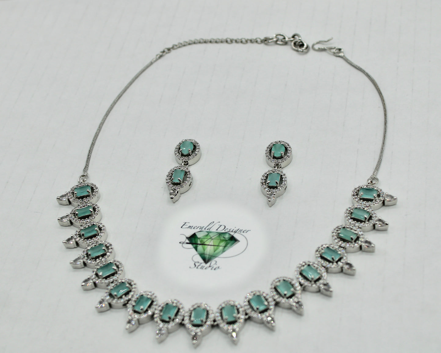 Oval-Cut Cubic Zirconia Necklace Set - E848