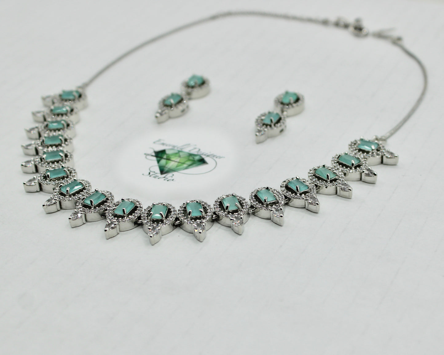 Oval-Cut Cubic Zirconia Necklace Set - E848