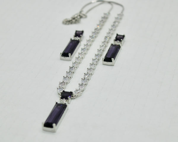 Baguette-Cut Cubic Zirconia Necklace Set - E849