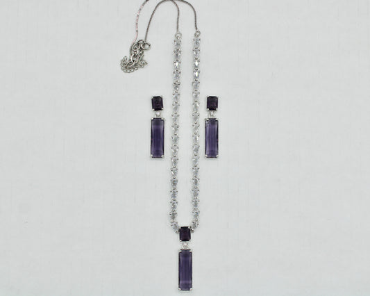 Baguette-Cut Cubic Zirconia Necklace Set - E849