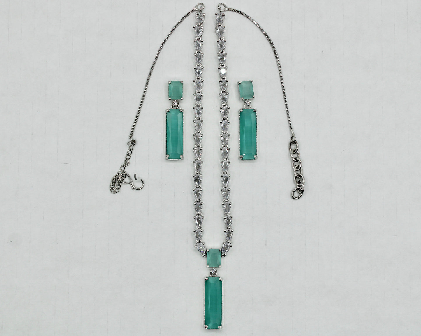 Baguette-Cut Cubic Zirconia Necklace Set - E849