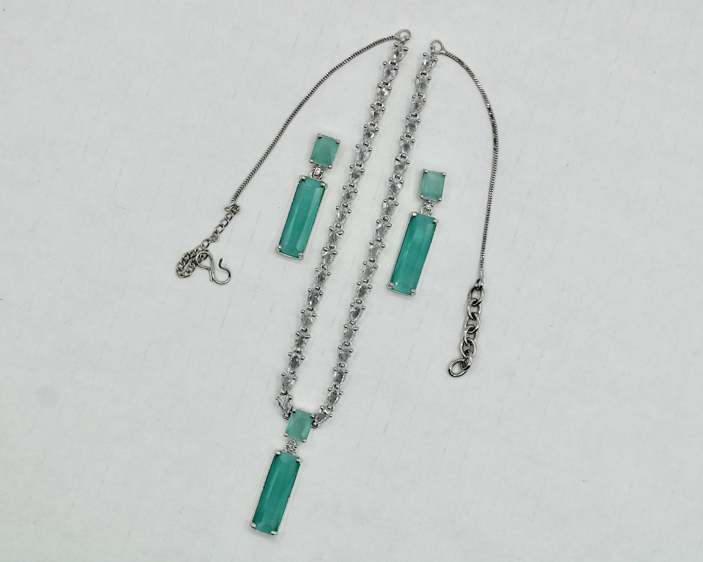 Baguette-Cut Cubic Zirconia Necklace Set - E849