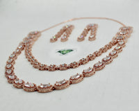 Double-Layered Cubic Zirconia Necklace Set - E870