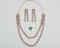 Double-Layered Cubic Zirconia Necklace Set - E870