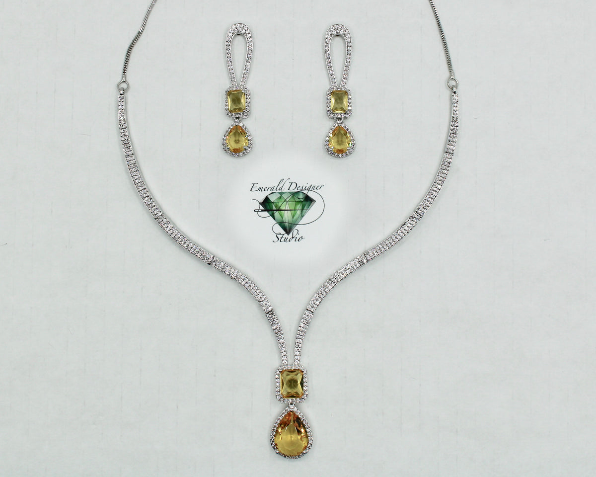 Cubic Zirconia Necklace Set - E857