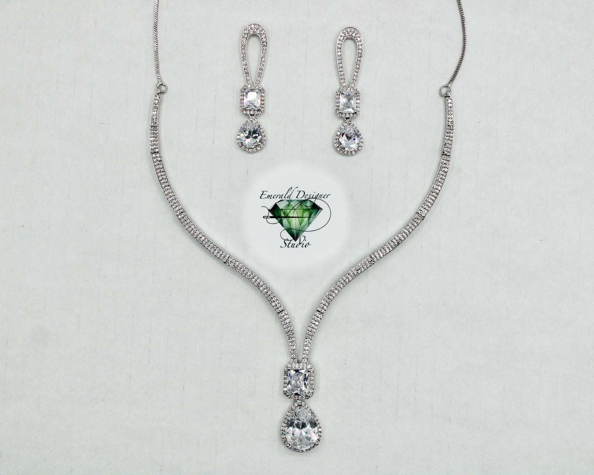 Cubic Zirconia Necklace Set - E857