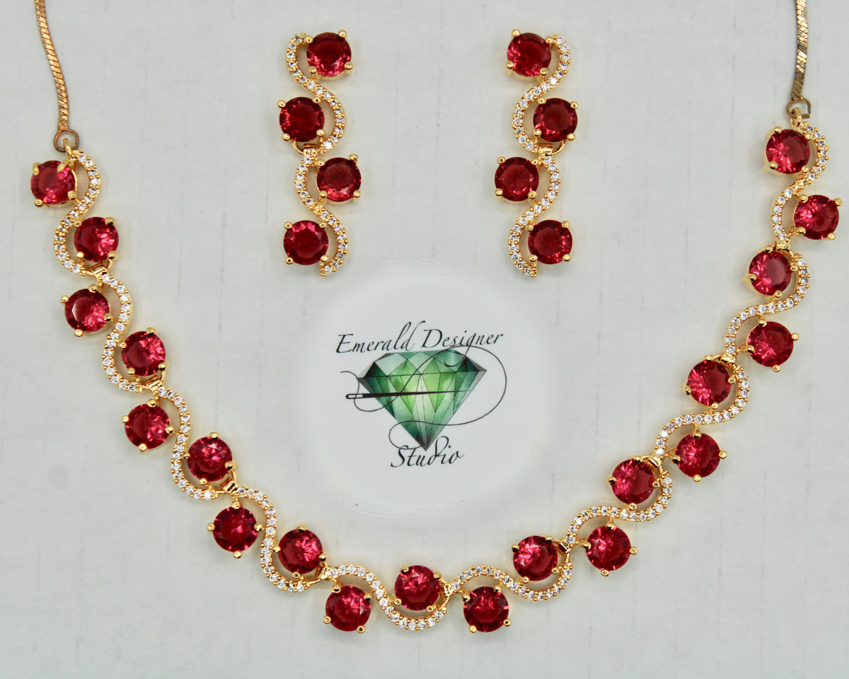 Cubic Zirconia Necklace Set - E844