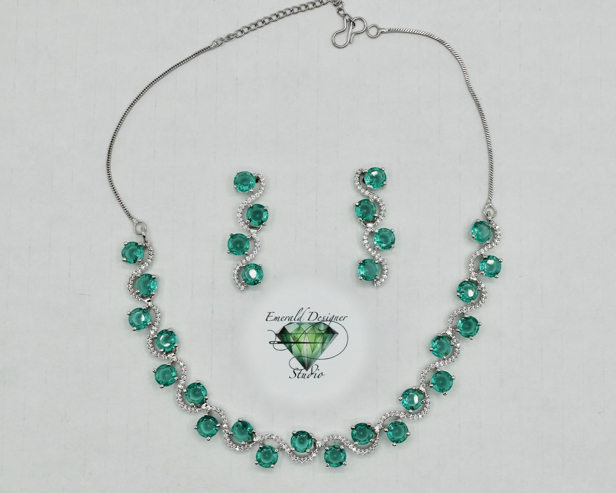 Cubic Zirconia Necklace Set - E844