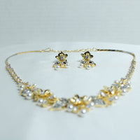 Faux Pearl And Cubic Zirconia Necklace Set - E856