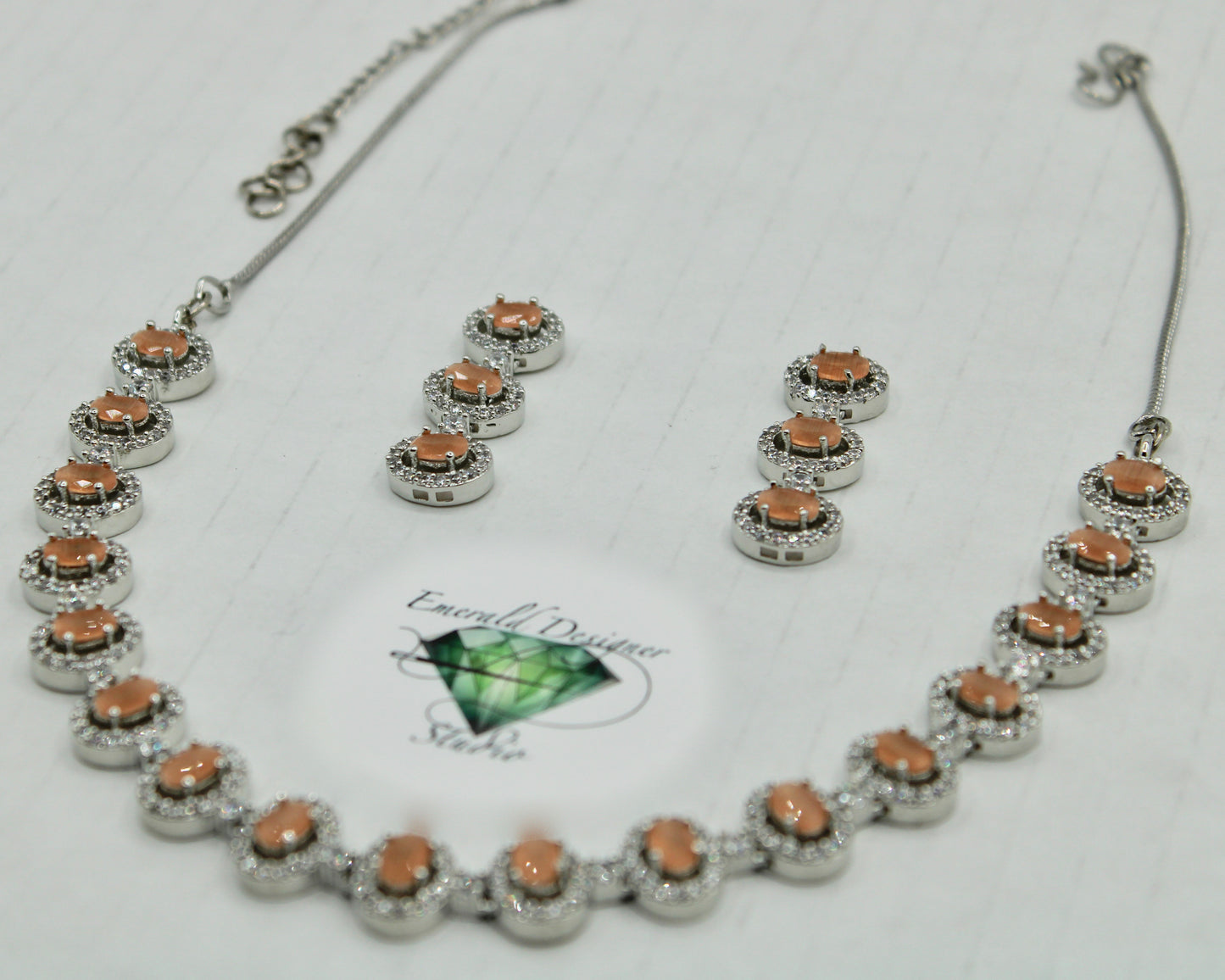 Oval-Cut Cubic Zirconia Necklace Set - E846