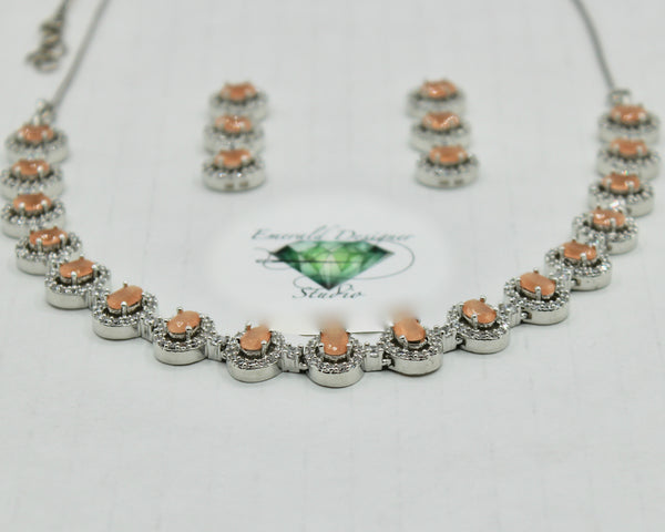 Oval-Cut Cubic Zirconia Necklace Set - E846