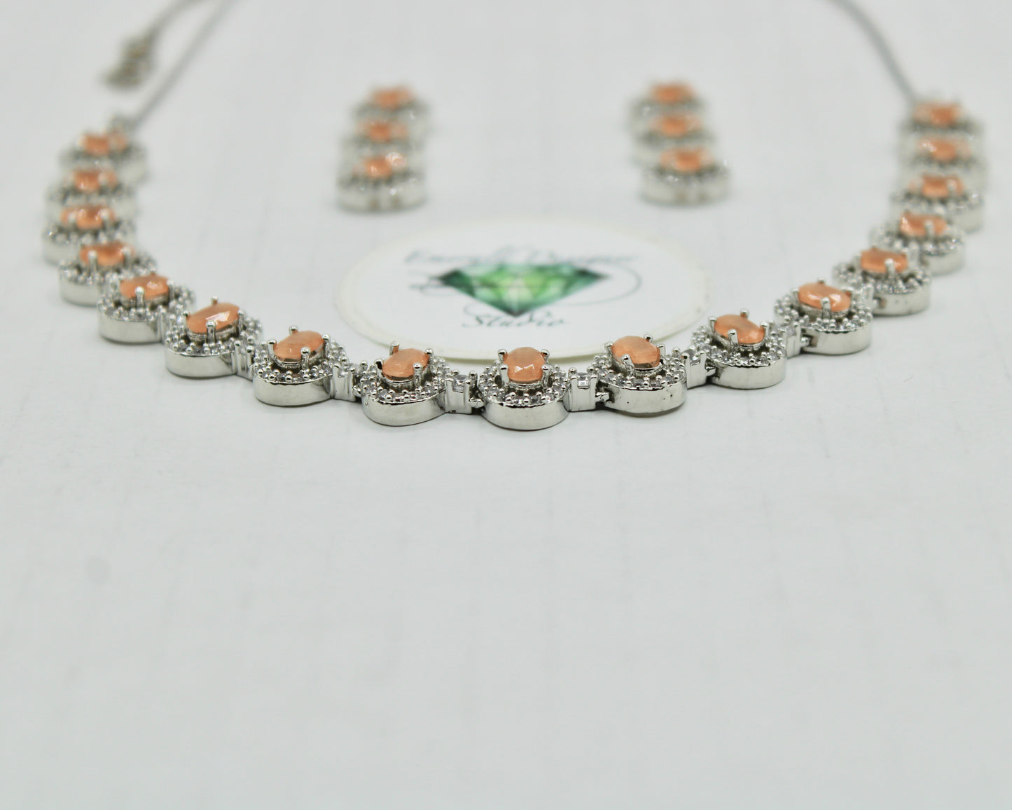 Oval-Cut Cubic Zirconia Necklace Set - E846