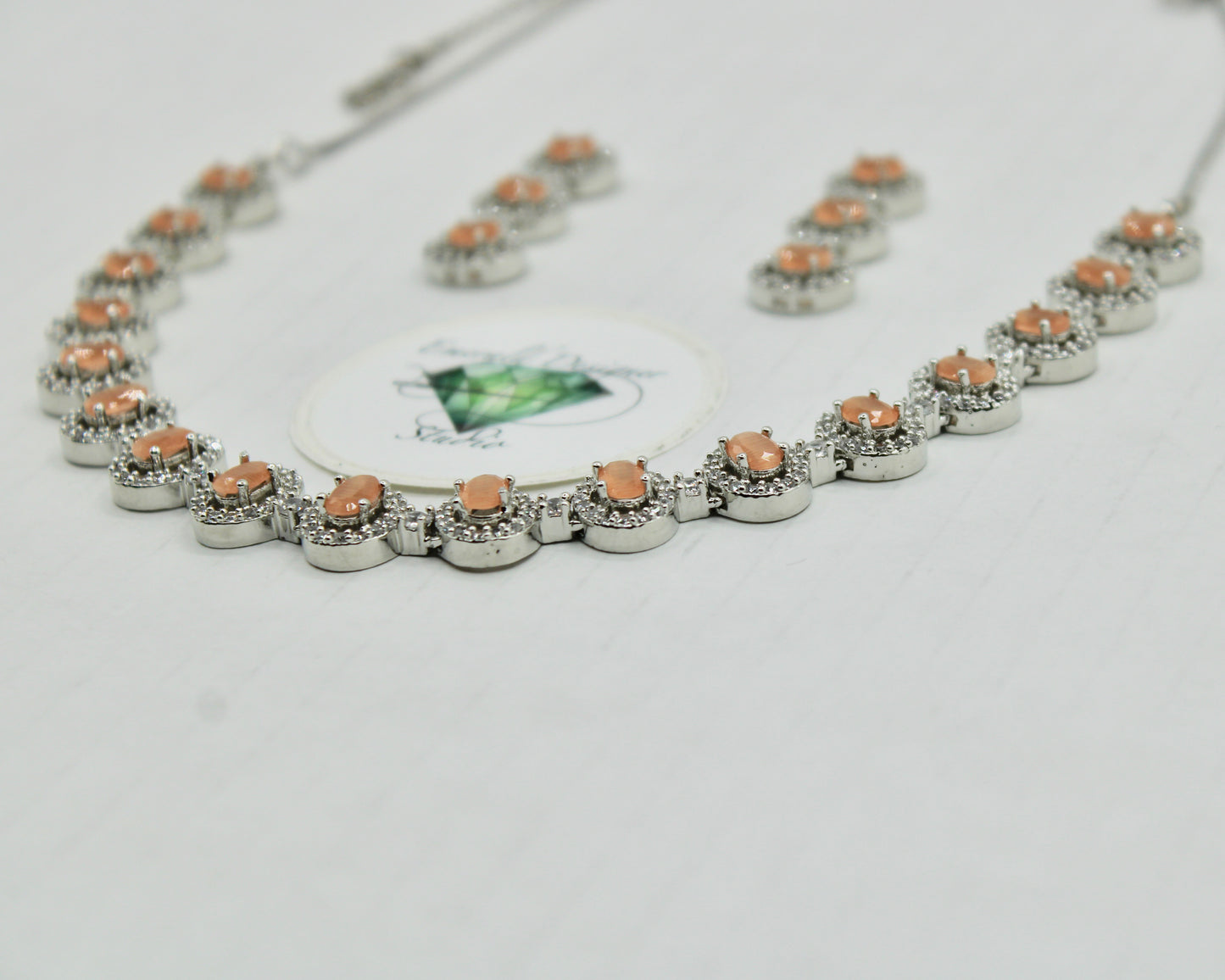 Oval-Cut Cubic Zirconia Necklace Set - E846