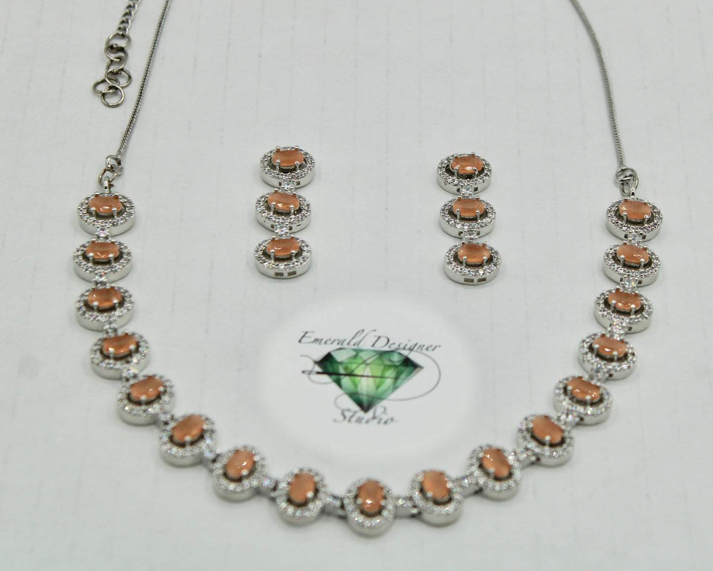 Oval-Cut Cubic Zirconia Necklace Set - E846