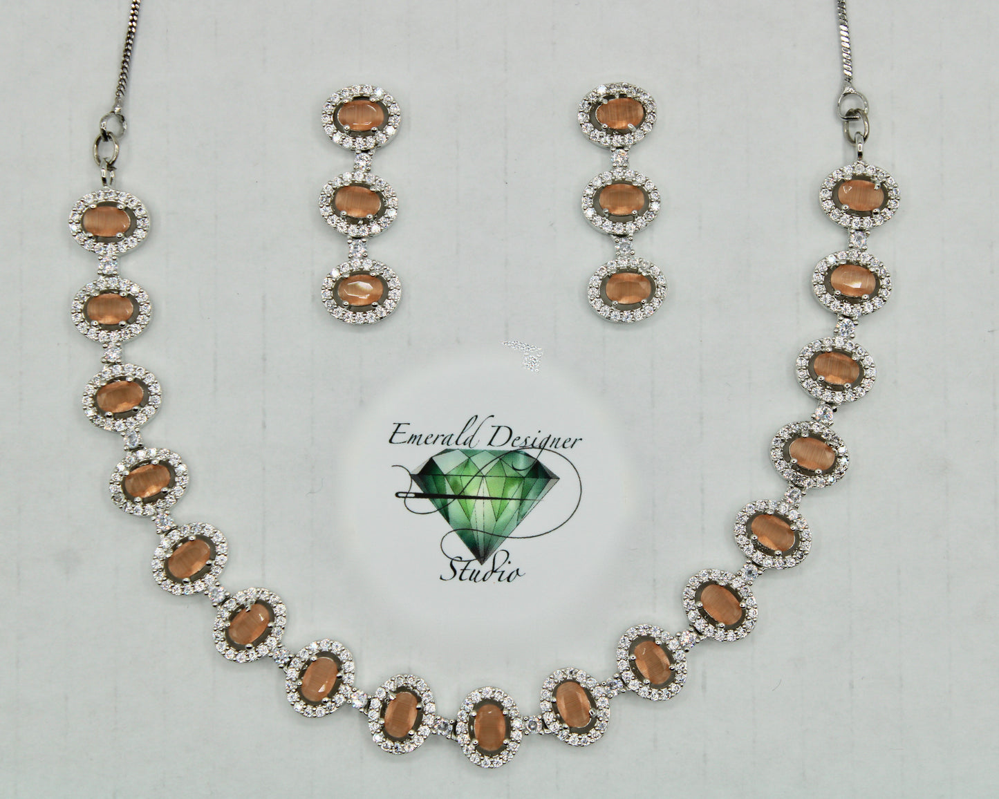 Oval-Cut Cubic Zirconia Necklace Set - E846