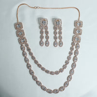 Double-Layered Cubic Zirconia Necklace Set - E870