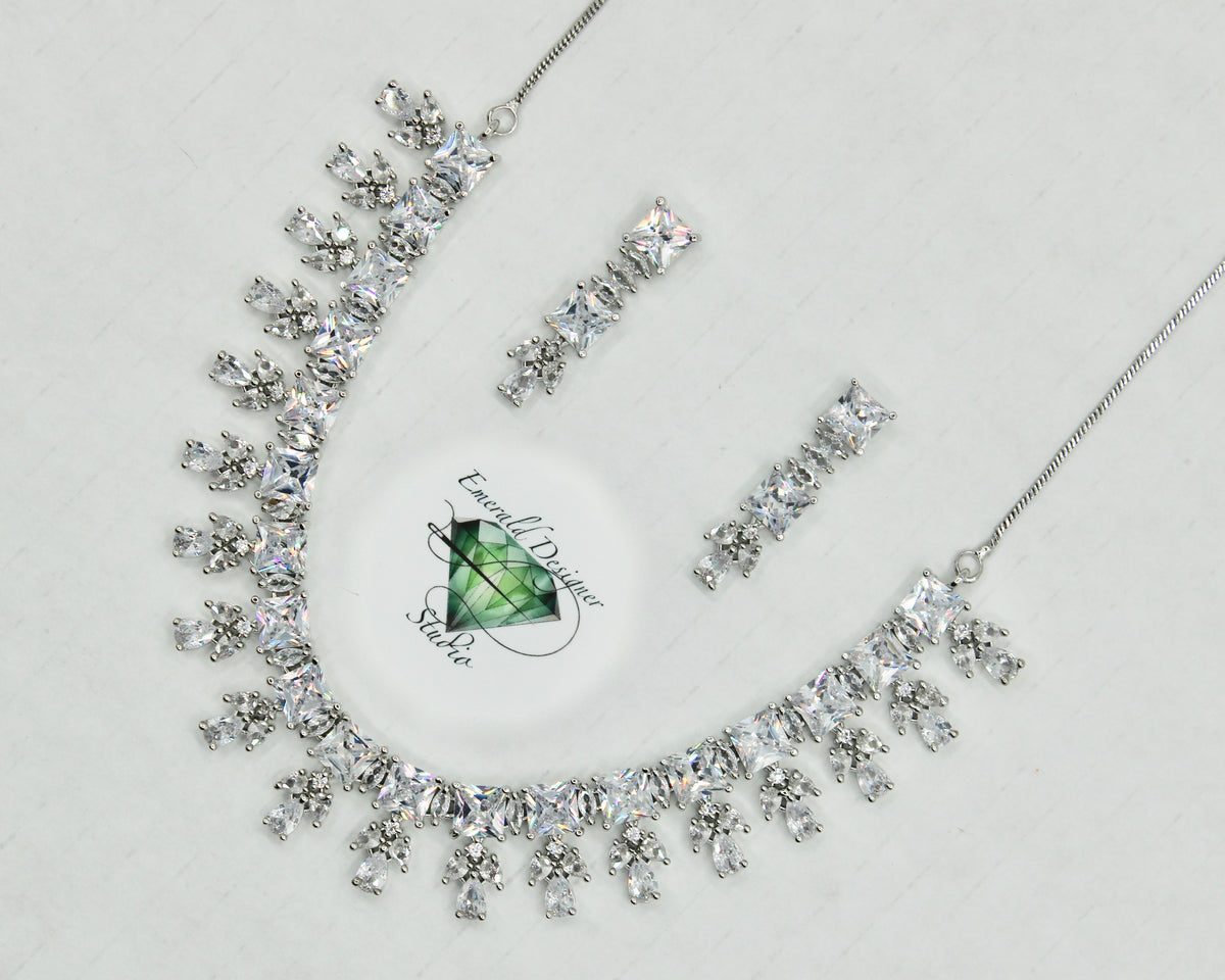 Pear-Cut Cubic Zirconia Necklace Set - E797