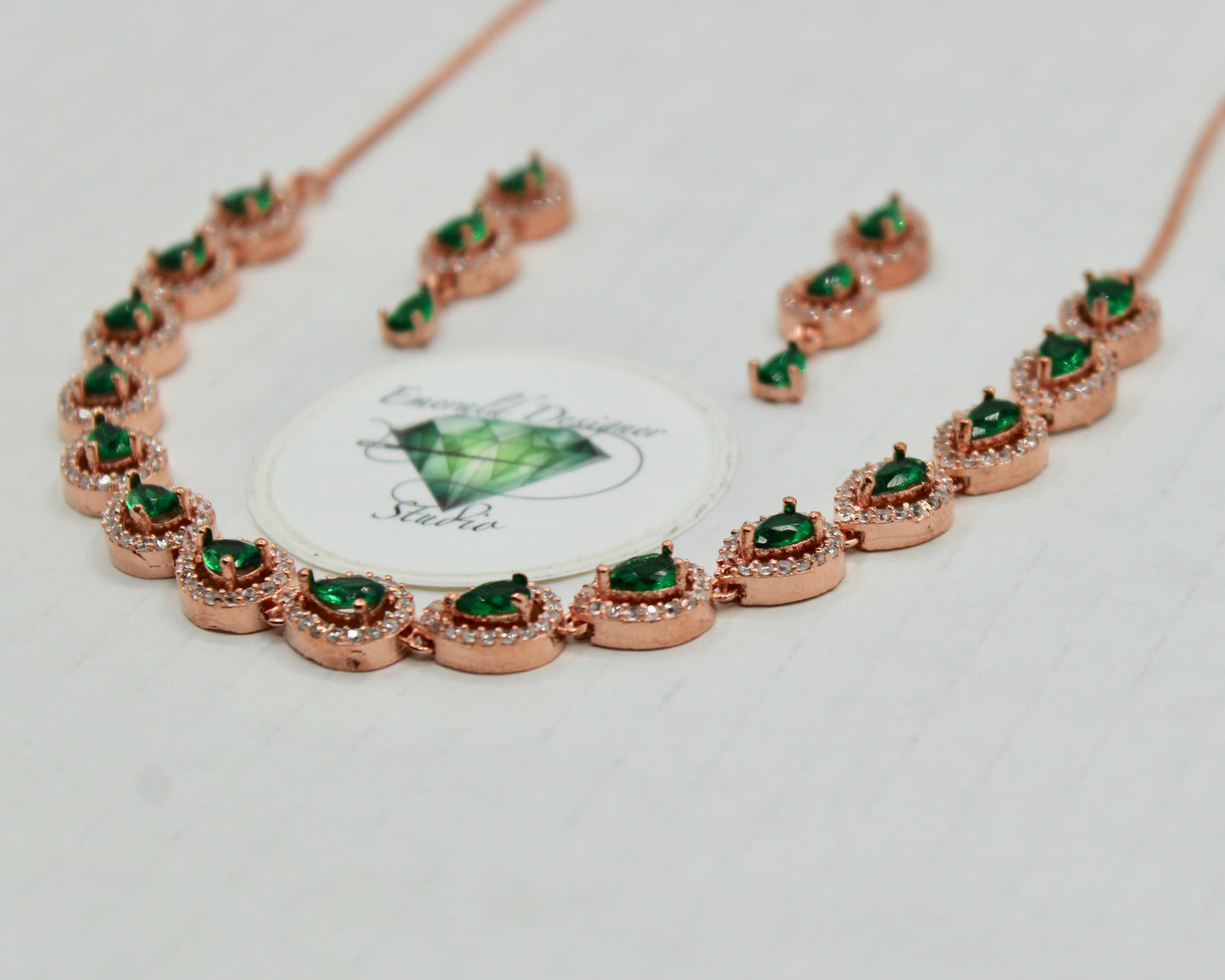 Pear-Cut Cubic Zirconia Necklace Set - E847