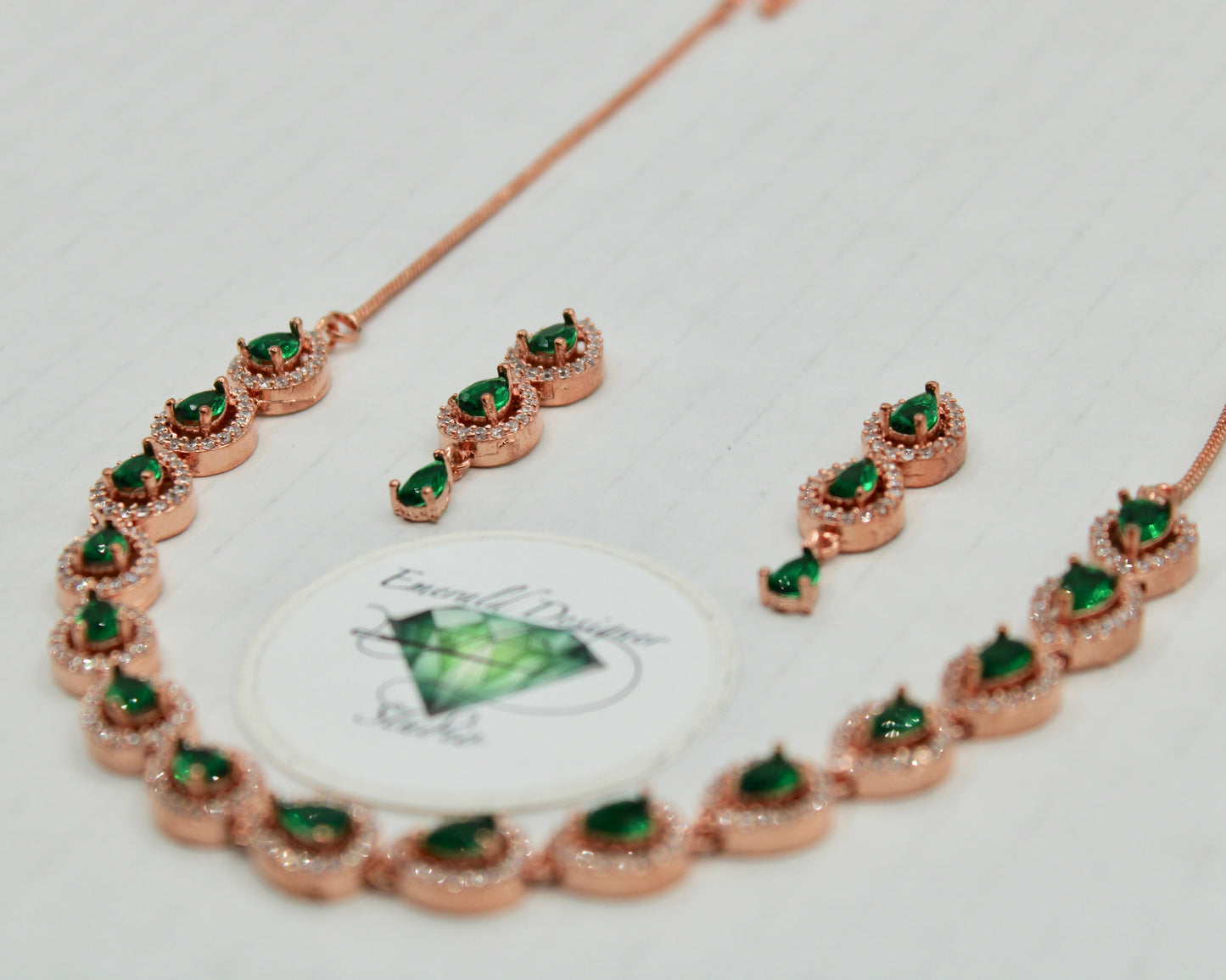 Pear-Cut Cubic Zirconia Necklace Set - E847