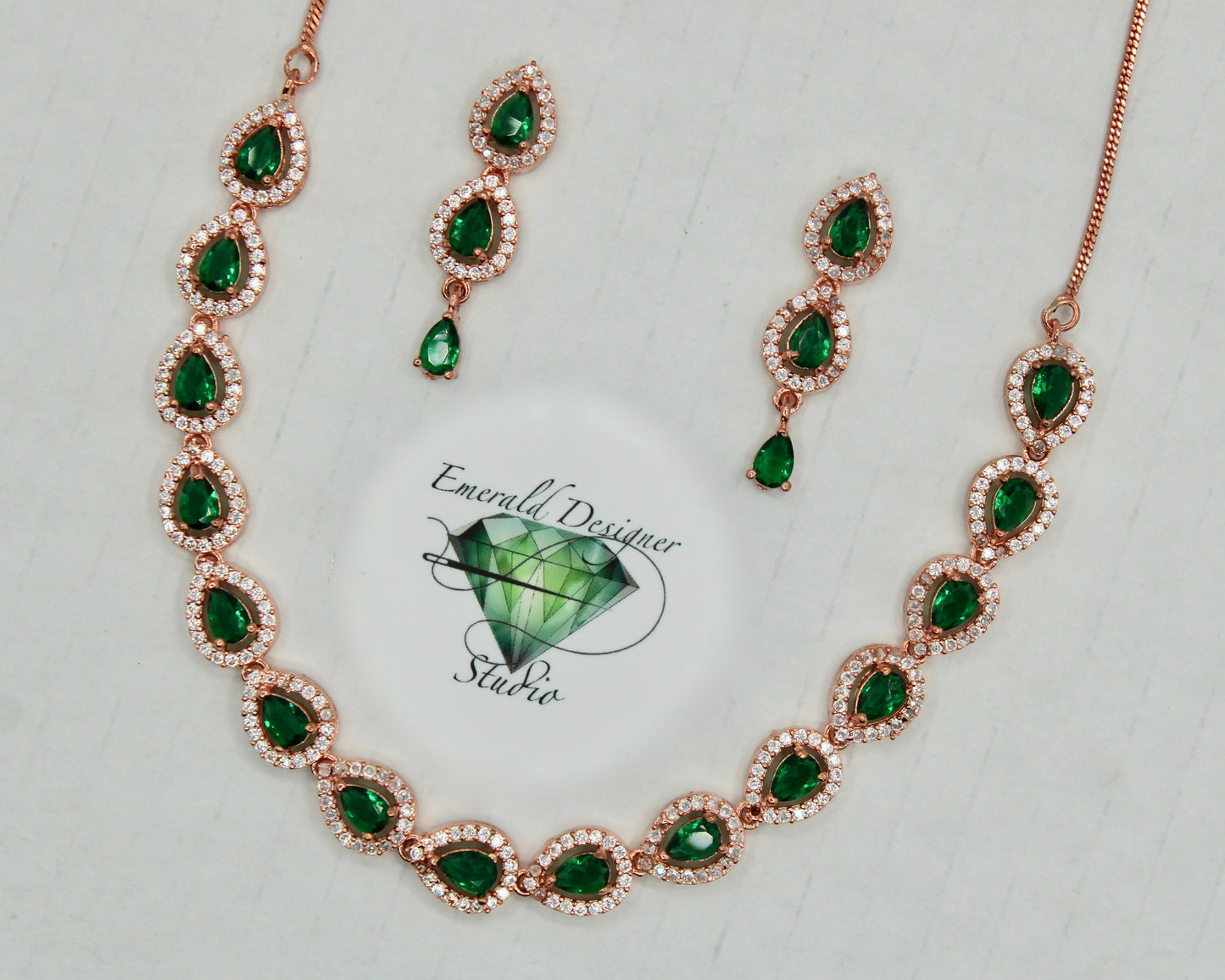 Pear-Cut Cubic Zirconia Necklace Set - E847