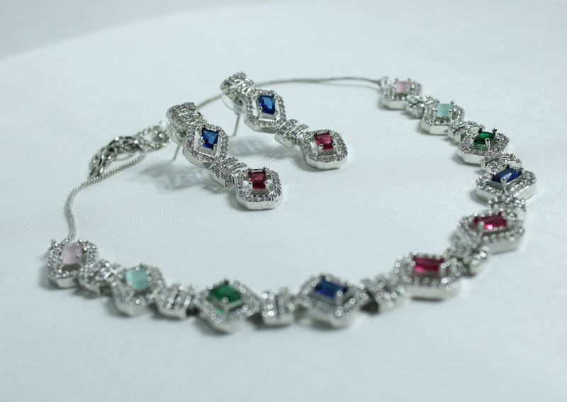 Emerald-Cut Cubic Zirconia Necklace Set - E850