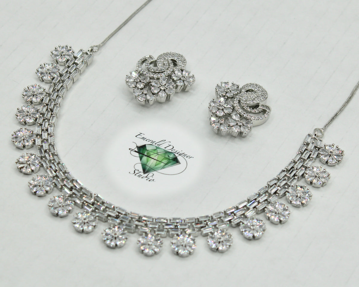 Cubic Zirconia Necklace Set - E2508