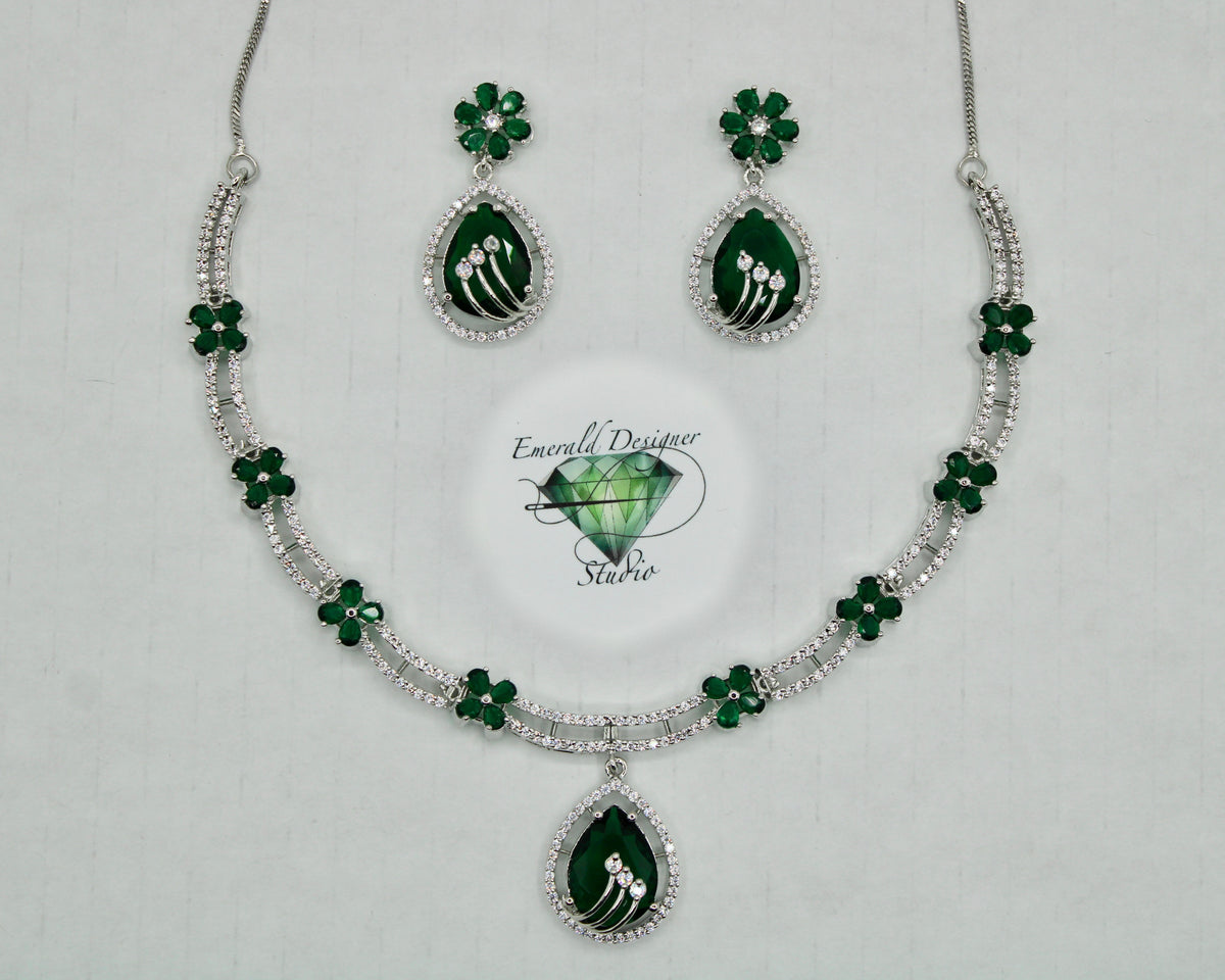 Pear-Cut Cubic Zirconia Necklace Set - E799