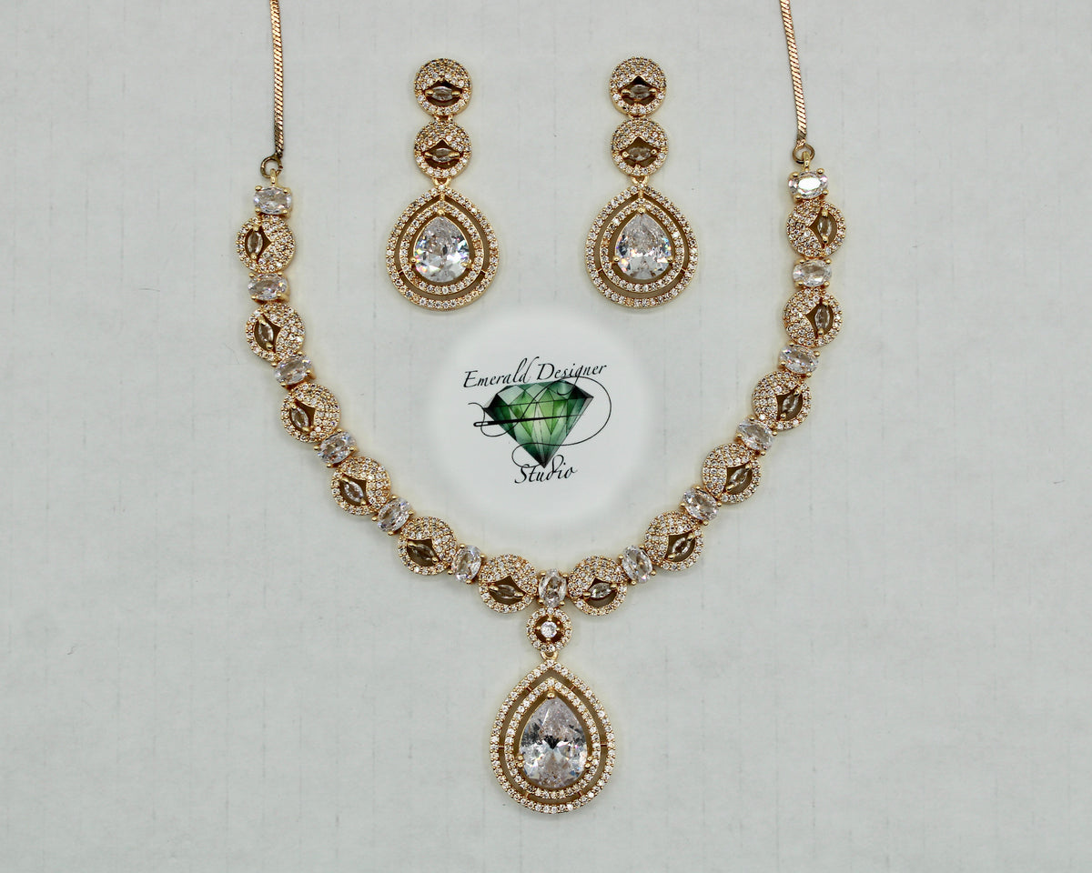 Pear-Cut Cubic Zirconia Necklace Set - E807