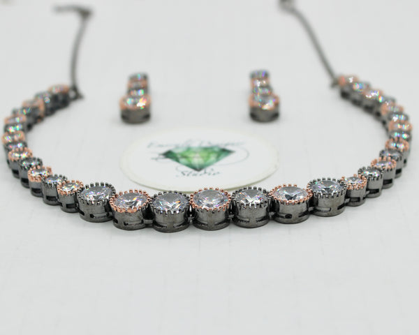 Cubic Zirconia Tennis Necklace Set - E792