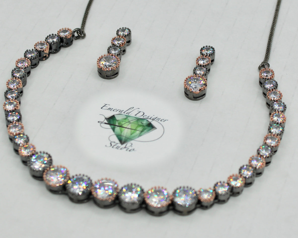 Cubic Zirconia Tennis Necklace Set - E792