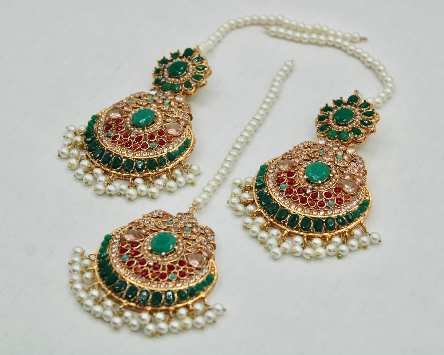 Faux Pearl and Gem Teeka Set - E103