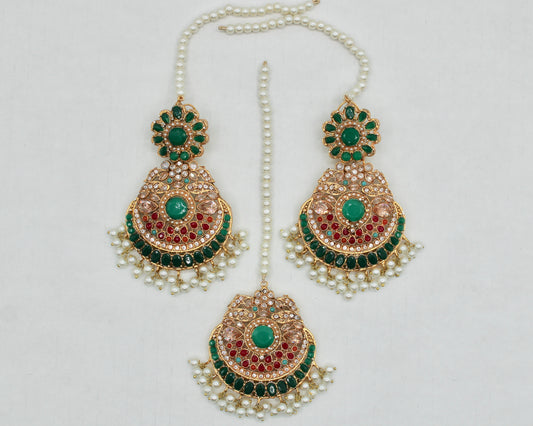 Faux Pearl and Gem Teeka Set - E103