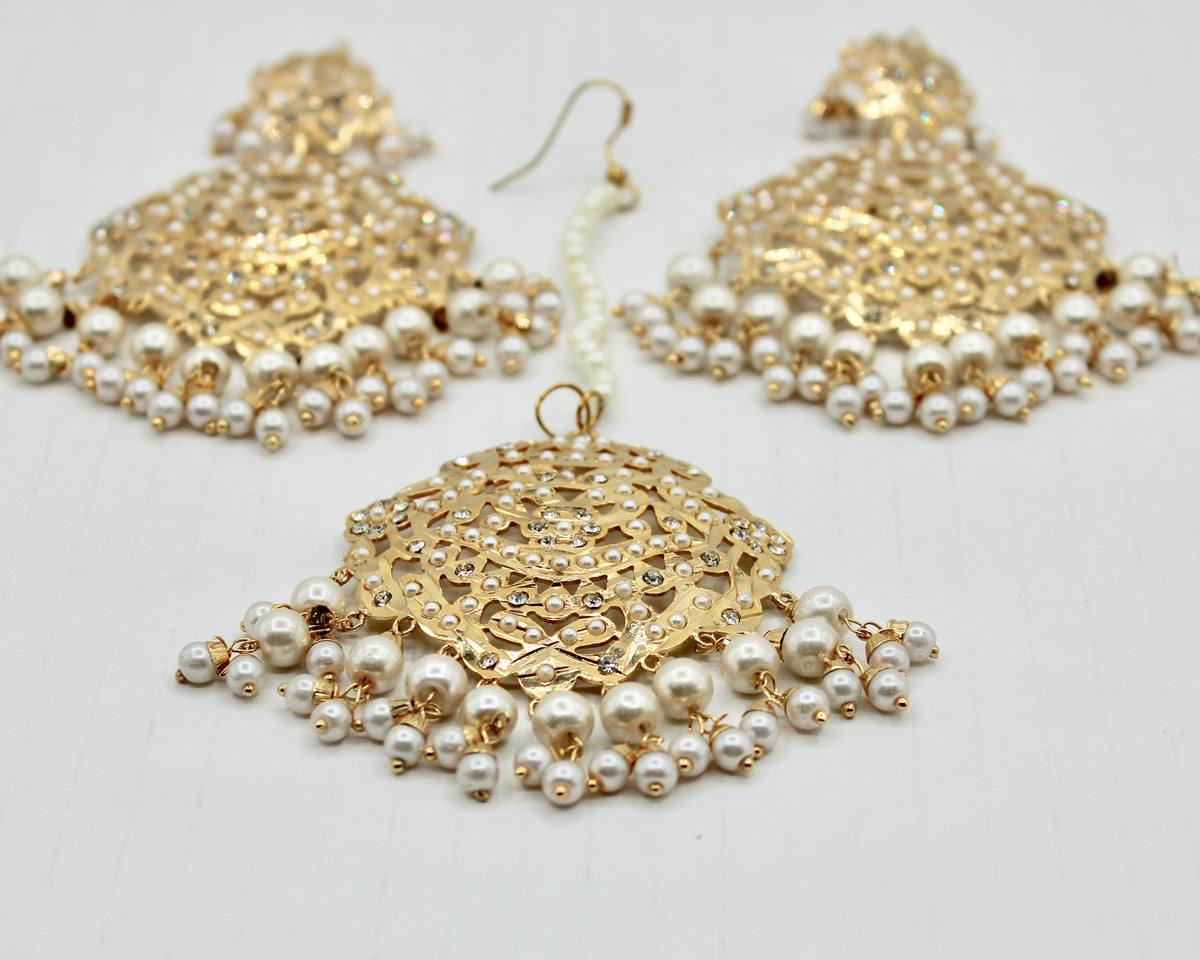 Hyderabadi Teeka Set With Faux Pearls - E1332