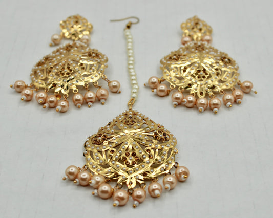Punjabi Teeka Set With Faux Pearls - E1331