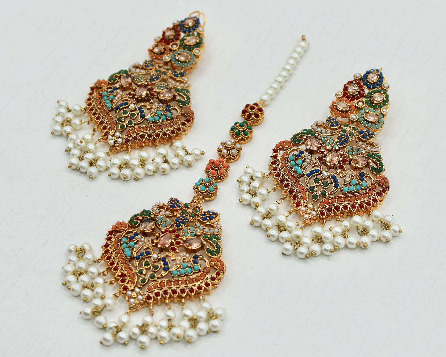 Nauratan and Faux Pearl Teeka Set - E1330